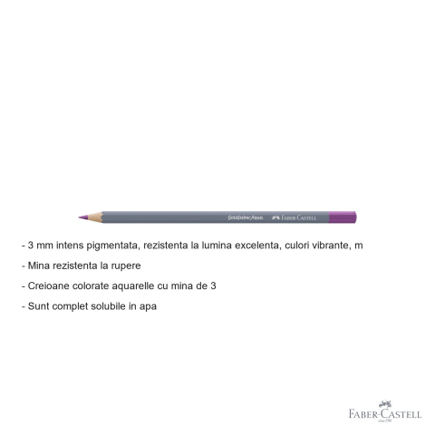 Creion colorat acuarela Faber-Castell Goldfaber 134 purpuriu, mina 3.3mm, solubil in apa [1]