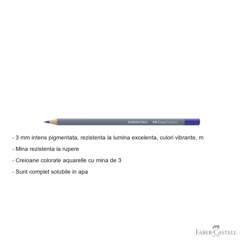 Creion colorat acuarela Faber-Castell Goldfaber 137, violet albastru, mina 3.3mm, solubil in apa [1]