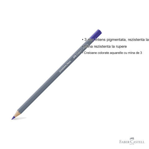 Creion colorat acuarela Faber-Castell Goldfaber 137, violet albastru, mina 3.3mm, solubil in apa [2]