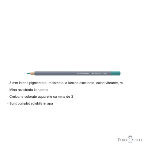 Creion colorat acuarela Faber-Castell Goldfaber 156 verde cobalt, mina 3.3mm, solubil in apa [1]