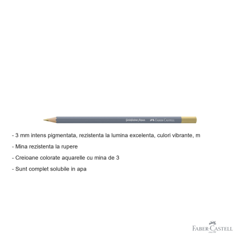 Creion colorat acuarela Faber-Castell Goldfaber 250 auriu, mina 3.3mm, solubil in apa [1]