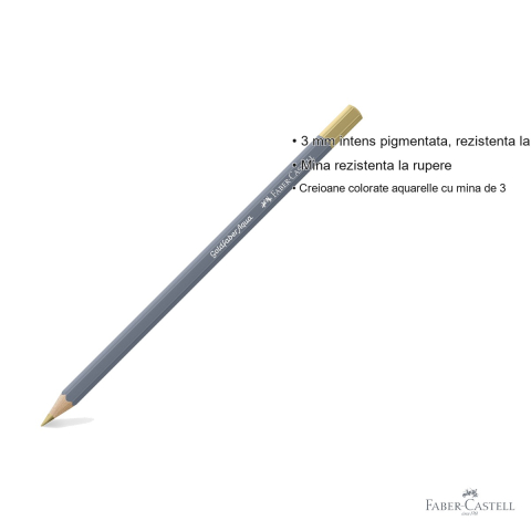 Creion colorat acuarela Faber-Castell Goldfaber 250 auriu, mina 3.3mm, solubil in apa [2]