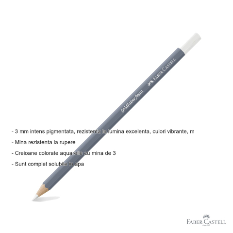 Creion colorat acuarela Faber-Castell Goldfaber alb 10, mina 3.3mm, solubil in apa [1]