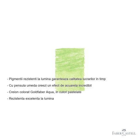 Creion colorat acuarela Faber-Castell Goldfaber Aqua vernil pastel 470, mina 3.3mm, pentru tehnici mixte [1]