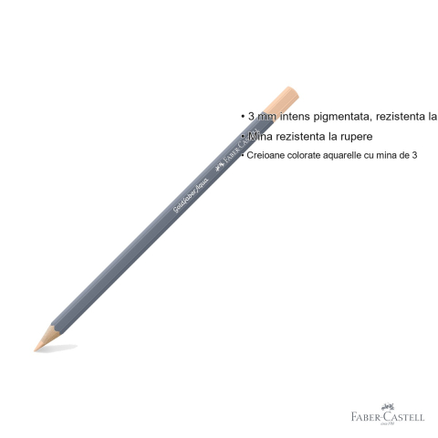 Creion colorat acuarela Faber-Castell Goldfaber, culoare flesh deschis 132, mina 3.3mm, pentru pictura si desen [2]