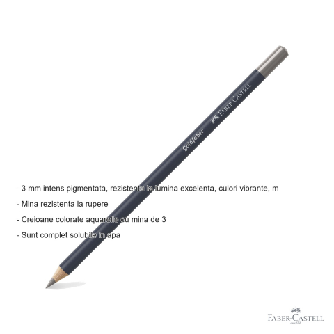 Creion colorat acuarela Faber-Castell Goldfaber gri cald IV, mina 3.3mm, solubil in apa [1]