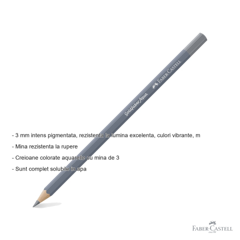 Creion colorat acuarela Faber-Castell Goldfaber, gri rece IV, mina 3.3mm, solubil in apa [1]