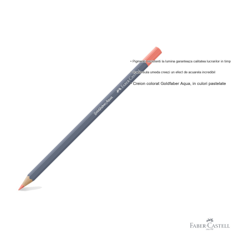 Creion colorat acuarela Faber-Castell Goldfaber rosu stacojiu pastel, mina 3.3mm, pentru tehnici mixte [2]