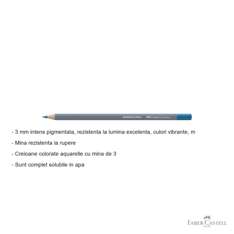 Creion colorat acuarela Faber-Castell Goldfaber turcoaz cobalt 153, mina 3.3mm, solubil in apa [1]