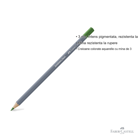 Creion colorat acuarela Faber-Castell Goldfaber, verde permanent 266, mina 3.3mm, solubil in apa [2]