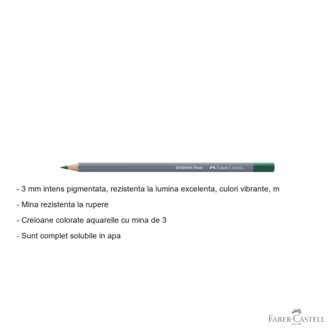 Creion colorat acuarela Faber-Castell Goldfaber verde phtalo 161, mina 3.3mm, solubil in apa [1]