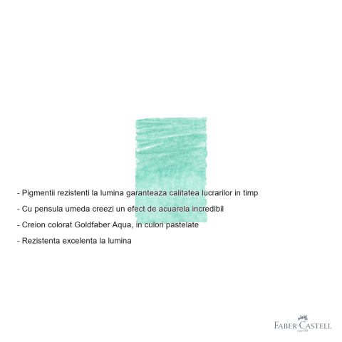 Creion colorat acuarela Faber-Castell Goldfaber verde phtalo pastel, mina 3.3mm, pentru tehnici mixte [1]