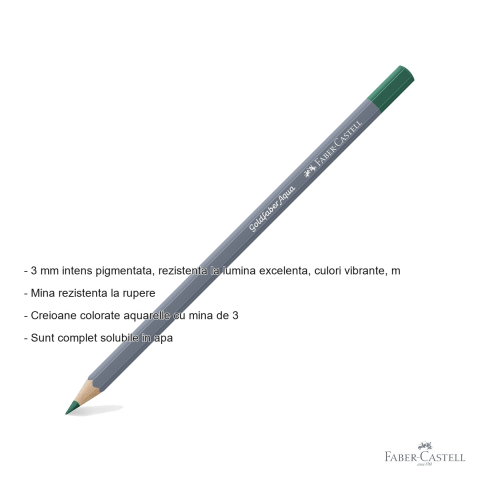 Creion colorat acuarela Faber-Castell Goldfaber verde smarald, mina 3.3mm, solubil in apa [1]