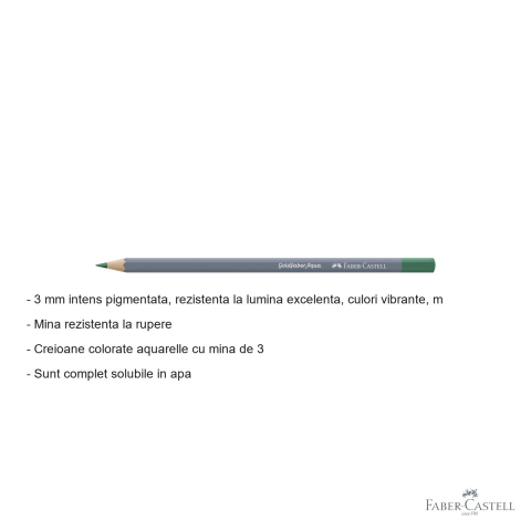 Creion colorat aquarelle Faber-Castell Goldfaber verde phtalo deschis 162, mina 3.3mm, solubil in apa [1]