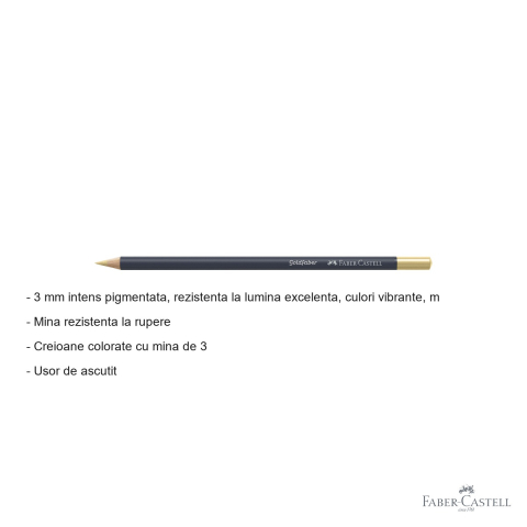 Creion colorat auriu Faber-Castell Goldfaber 250, mina 3.3 mm pigmentata intens, pentru desen si arta [1]