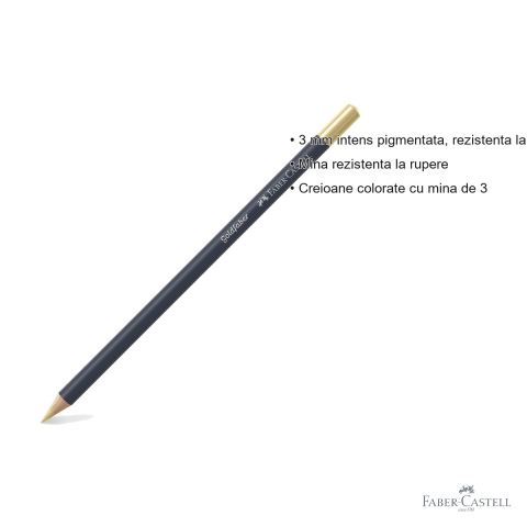 Creion colorat auriu Faber-Castell Goldfaber 250, mina 3.3 mm pigmentata intens, pentru desen si arta [2]