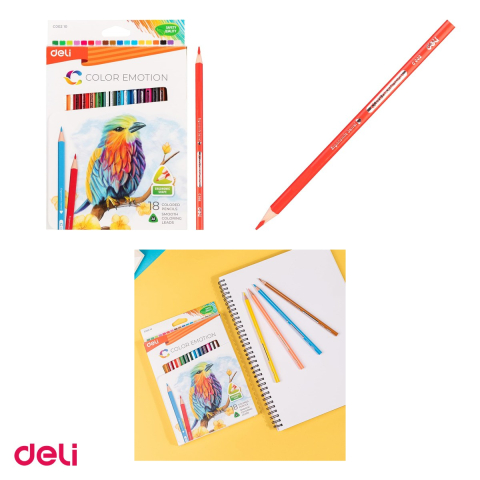 Creion colorat Deli Color Emotion, cu varf triunghiulare, creioane 18 culori [3]