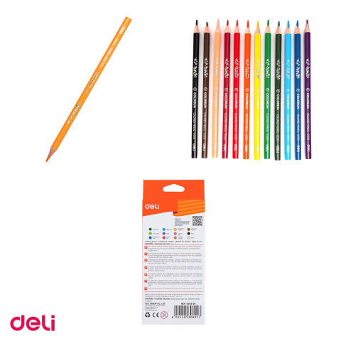Creion colorat Deli, cu varf triunghiulare, creioane 12 culori colorun [3]