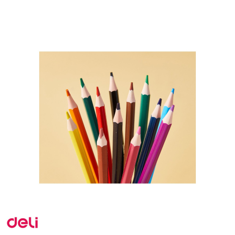 Creion colorat Deli, din plastic, creioane 12 culori guma [4]