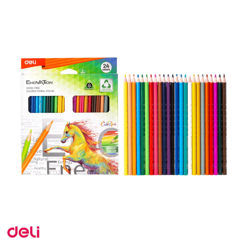 Creion colorat Deli, din plastic, cu varf triunghiulare, creioane 24 culori [3]