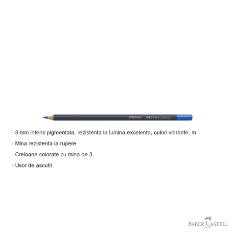 Creion colorat Faber-Castell Goldfaber albastru cobalt 143, mina 3.3 mm, pigmentare intensa, pentru arta si grafica [1]