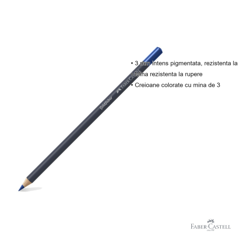 Creion colorat Faber-Castell Goldfaber, albastru helio rosiatic 151, mina pigmentata 3.3 mm, pentru desen si arta [2]