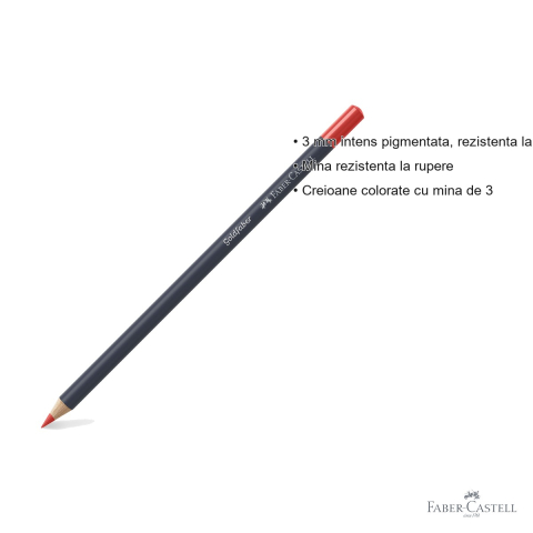 Creion colorat Faber-Castell Goldfaber, rosu scarlet 118, mina moale intens pigmentata, pentru arta si grafica [2]