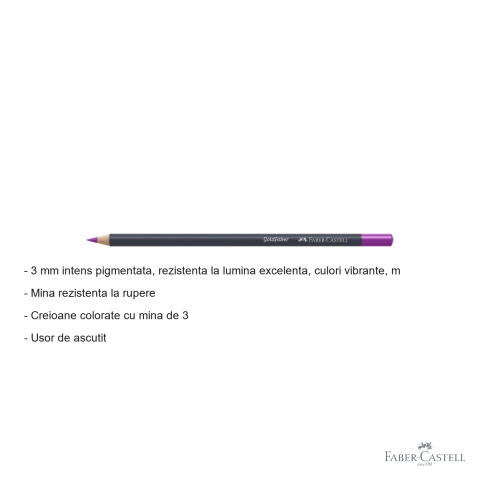 Creion colorat Faber-Castell Goldfaber, roz purpuriu mediu 125, mina pigmentata 3.3 mm, pentru desen si arta [1]