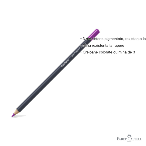 Creion colorat Faber-Castell Goldfaber, roz purpuriu mediu 125, mina pigmentata 3.3 mm, pentru desen si arta [2]