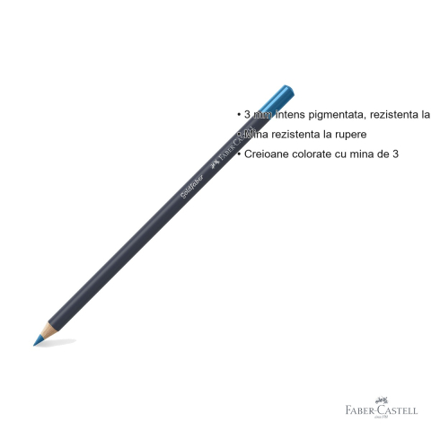 Creion colorat Faber-Castell Goldfaber, turcoaz cobalt 153, mina 3.3 mm, pentru desen si arta [2]