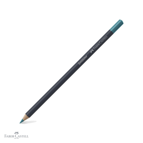 Creioane colorate permanente - Creion colorat Faber-Castell Goldfaber, turcoaz cobalt deschis 154, mina pigmentata 3.3 mm, pentru desen si arta