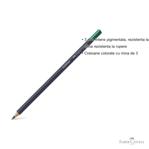 Creion colorat Faber-Castell Goldfaber, verde phtalo 161, mina 3.3 mm pigmentata intens, pentru desen si arta [2]