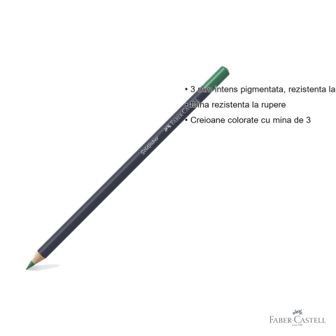 Creion colorat Faber-Castell Goldfaber, verde phtalo deschis 162, mina moale 3.3 mm, pentru desen artistic [2]