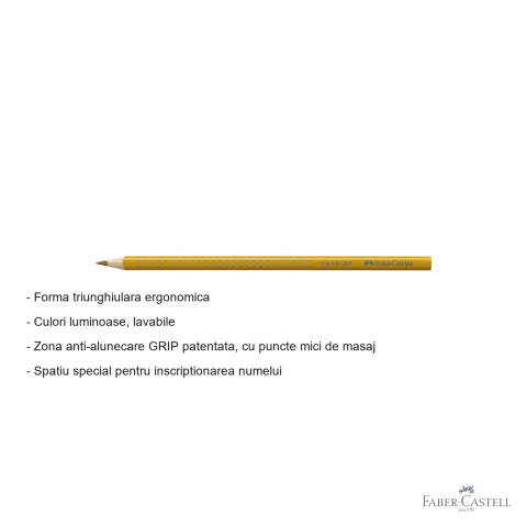 Creion colorat Faber-Castell Grip, culoare cupru, forma triunghiulara ergonomica, pentru copii [1]