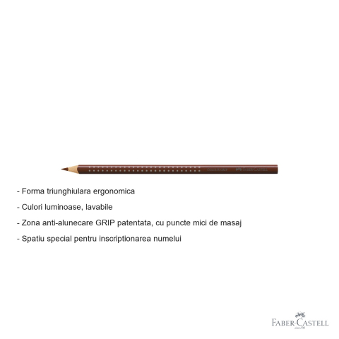 Creion colorat Faber-Castell Grip, forma triunghiulara ergonomica, culoare Siena, pentru copii [1]