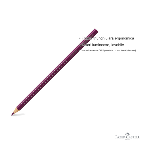 Creion colorat Faber-Castell Grip Magenta, forma triunghiulara ergonomica, pentru copii [2]