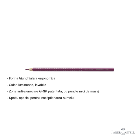 Creion colorat Faber-Castell Grip Magenta, forma triunghiulara ergonomica, pentru copii [1]
