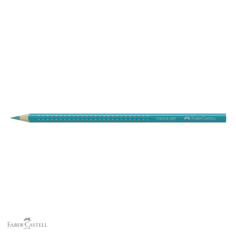 Creion colorat Faber-Castell Grip verde cobalt, forma triunghiulara ergonomica, pentru copii [3]