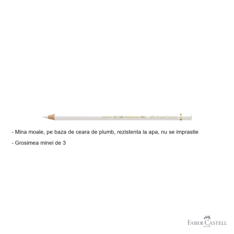 Creion colorat Faber-Castell Polychromos alb, mina moale pe baza de ceara, pentru arta si grafica profesionala [1]