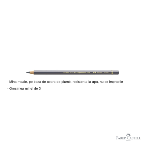 Creion colorat Faber-Castell Polychromos gri rece V, mina 3.8 mm, rezistent la apa, pentru artisti [1]