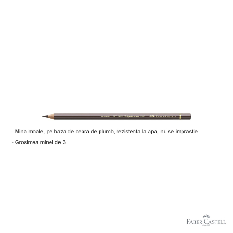 Creion colorat Faber-Castell Polychromos maro umbra, mina 3.8 mm, rezistent la apa, pentru artisti [1]