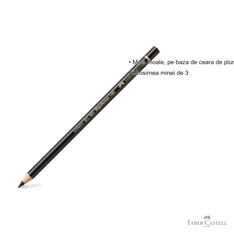 Creion colorat Faber-Castell Polychromos negru, mina 3.8 mm pe baza de ceara, rezistent la apa, pentru desen artistic [2]