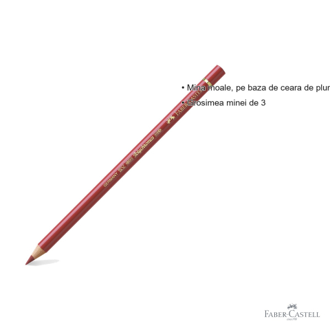 Creion colorat Faber-Castell Polychromos Rosu Pompei, mina 3.8 mm, rezistent la apa, pentru artisti [2]