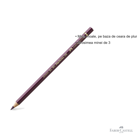 Creion colorat Faber-Castell Polychromos rosu-violet, mina moale pe baza de ceara, rezistent la apa, pentru artisti [2]