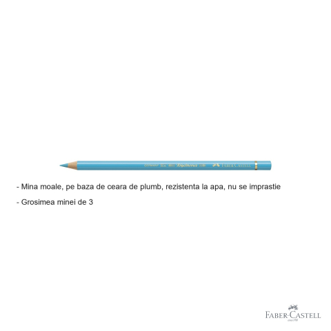 Creion colorat Faber-Castell Polychromos turcoaz cobalt deschis, mina moale pe baza de ceara, pentru artisti [1]