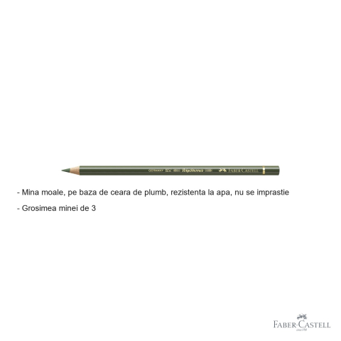 Creion colorat Faber-Castell Polychromos Verde Crom Opac, mina 3.8 mm, rezistent la apa, pentru arta si grafica [1]