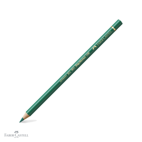 Creioane colorate permanente - Creion colorat Faber-Castell Polychromos verde inchis, mina moale pe baza de ceara, rezistent la apa, pentru arta si grafica