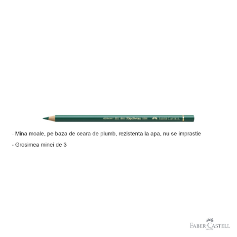 Creion colorat Faber-Castell Polychromos verde, mina moale pe baza de ceara, rezistent la apa, pentru artisti [1]