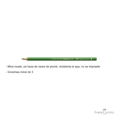 Creion colorat Faber-Castell Polychromos verde permanent, mina groasa pe baza de ceara, pentru artisti [1]