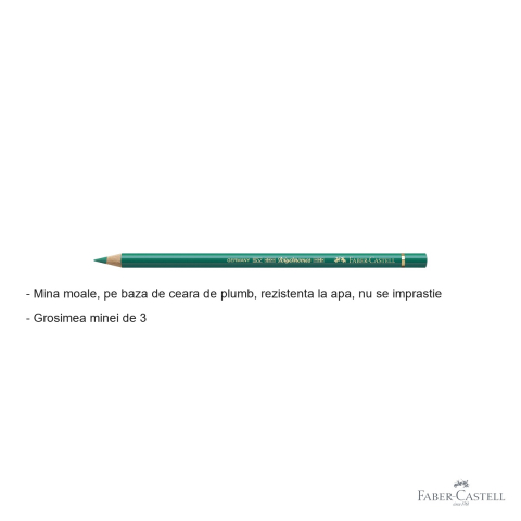 Creion colorat Faber-Castell Polychromos verde phthalo, mina moale pe baza de ceara, pentru arta si grafica profesionala [1]